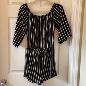 Black and white striped romper